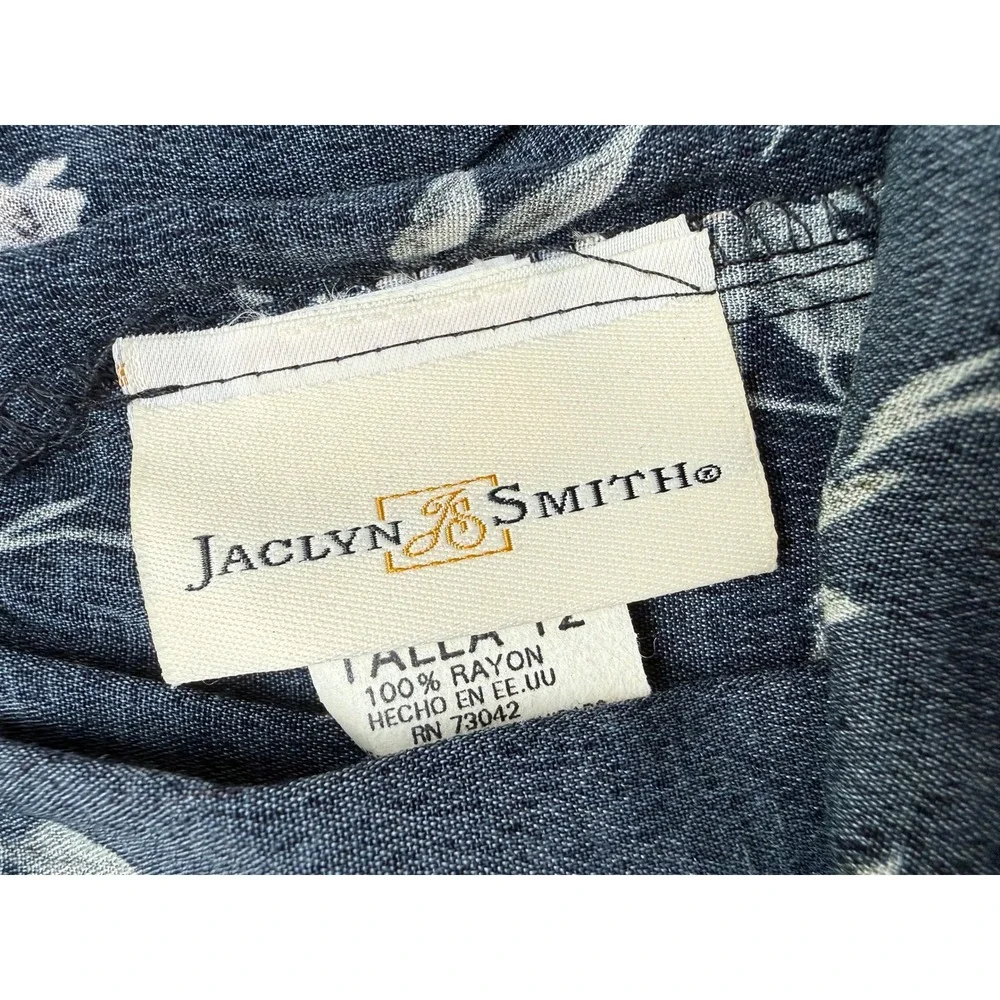 Jaclyn Smith 12 Midi Skirt Vintage Cottagecore Rayon Floral Pleated Front